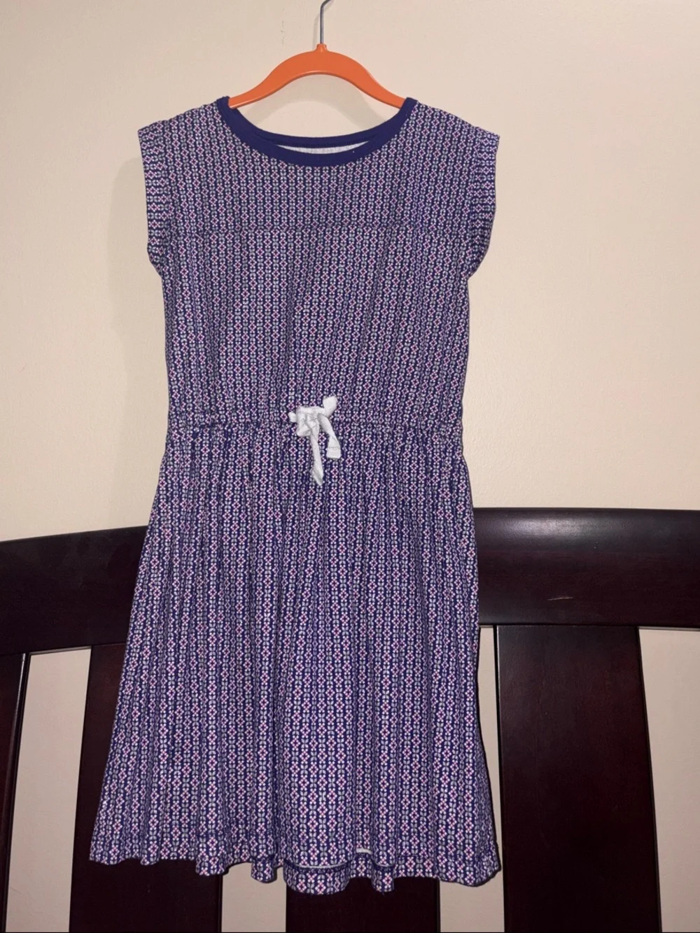Carter's Navy and Pink Patterned Drawstring Dress